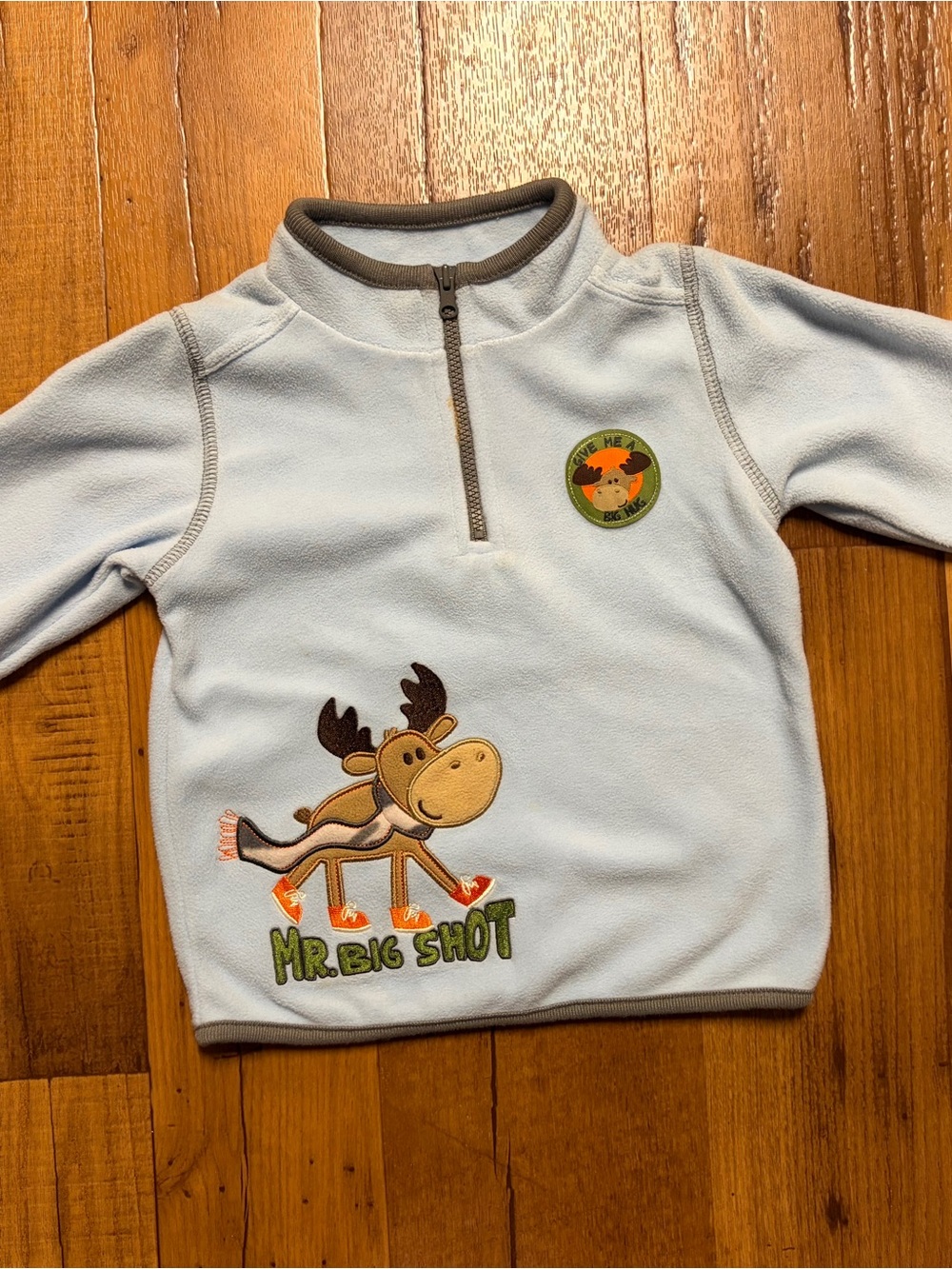 Vintage Carters Baby Boy Moose Fleece Quarter Zip Pullover Size 24 Months